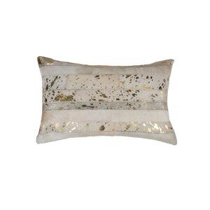 Natural Home Decor Torino Madrid Cowhide Pillow | 1-Piece | Natural/gold